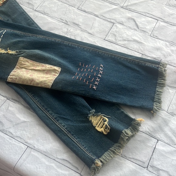 Patchwork distressed ankle denim jeans size 12 - Picture 13 of 13